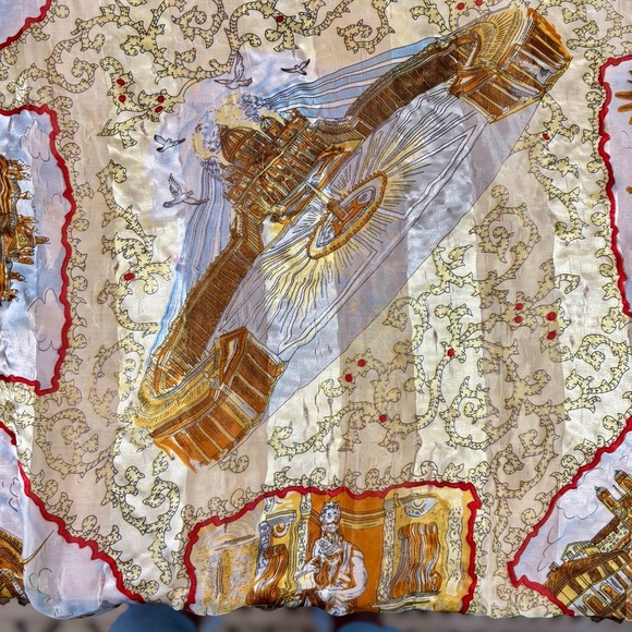 Vintage Italian Silk Scarf with Iconic Landmark Scenes in Italy size 38”x38” - Picture 7 of 16